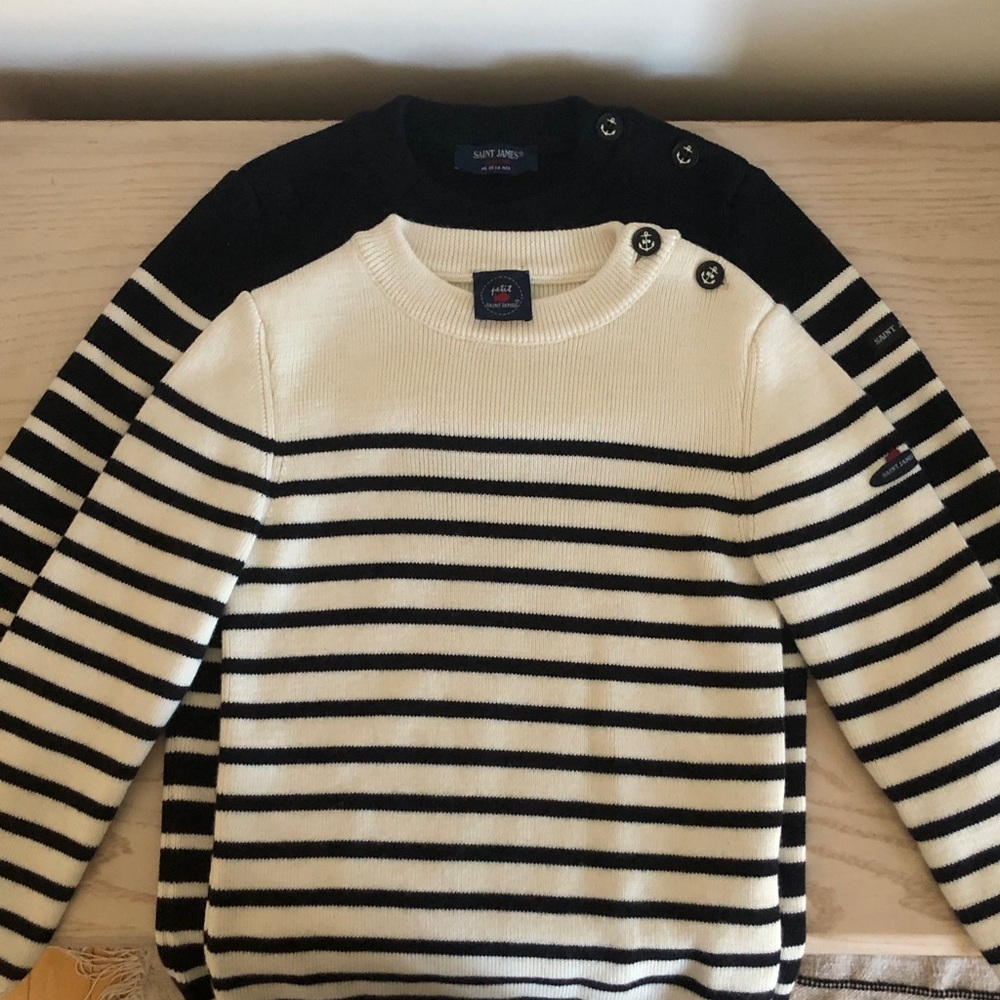 Matching Saint James kids’ merino sailor sweaters